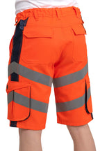 Herren kurze Hose Warnschutz mit Gesäßtaschen in Orange-Dunkelblau