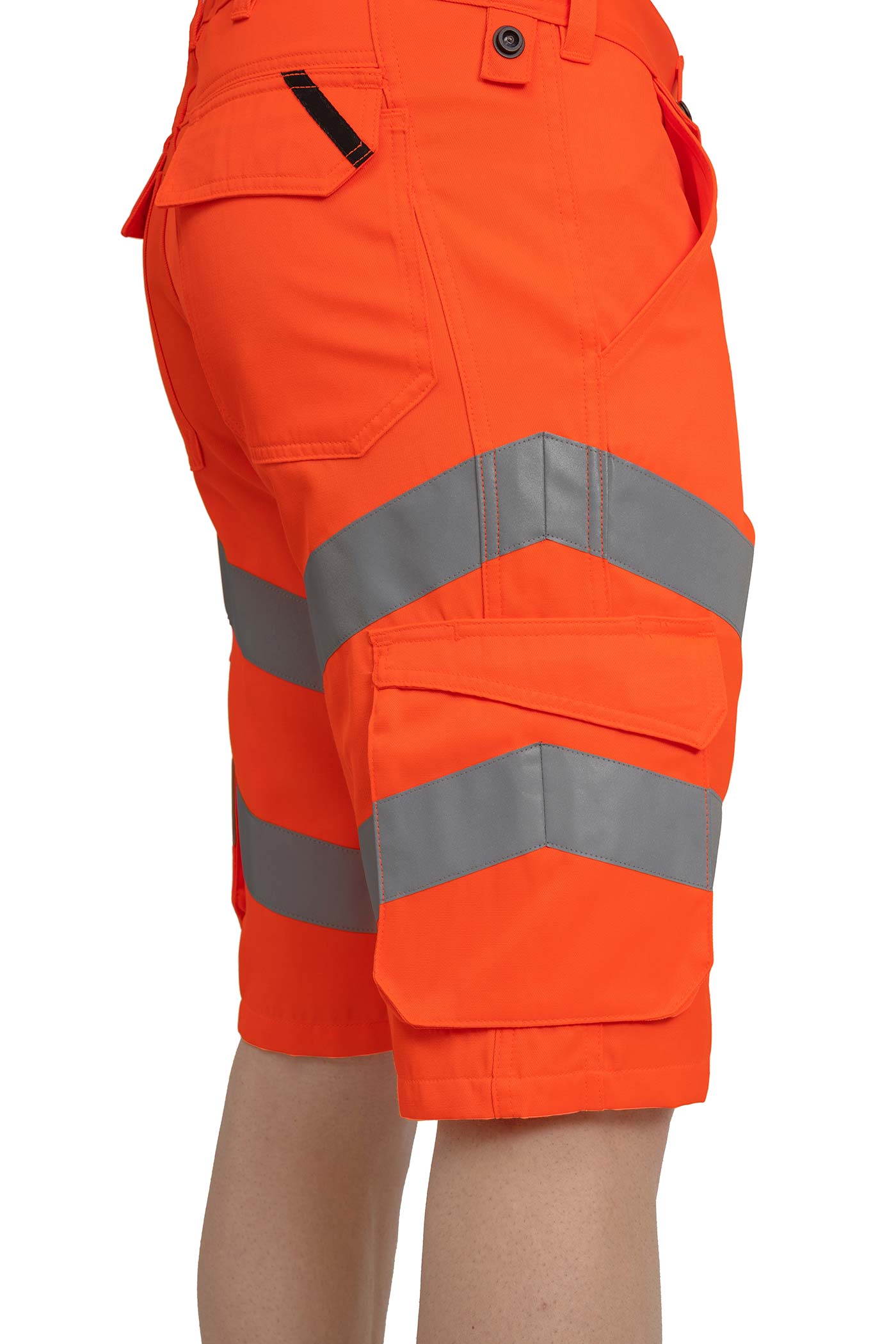 Herren Warnschutzhose für den Sommer mit elastischem Bund in Orange