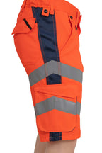 Herren Warnschutzhose für den Sommer mit elastischem Bund in Orange-Dunkelblau