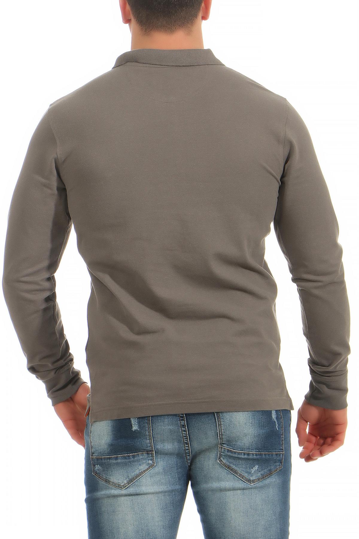 preiswerter 3er Pack Poloshirts langarm fuer Maenner in Anthrazit