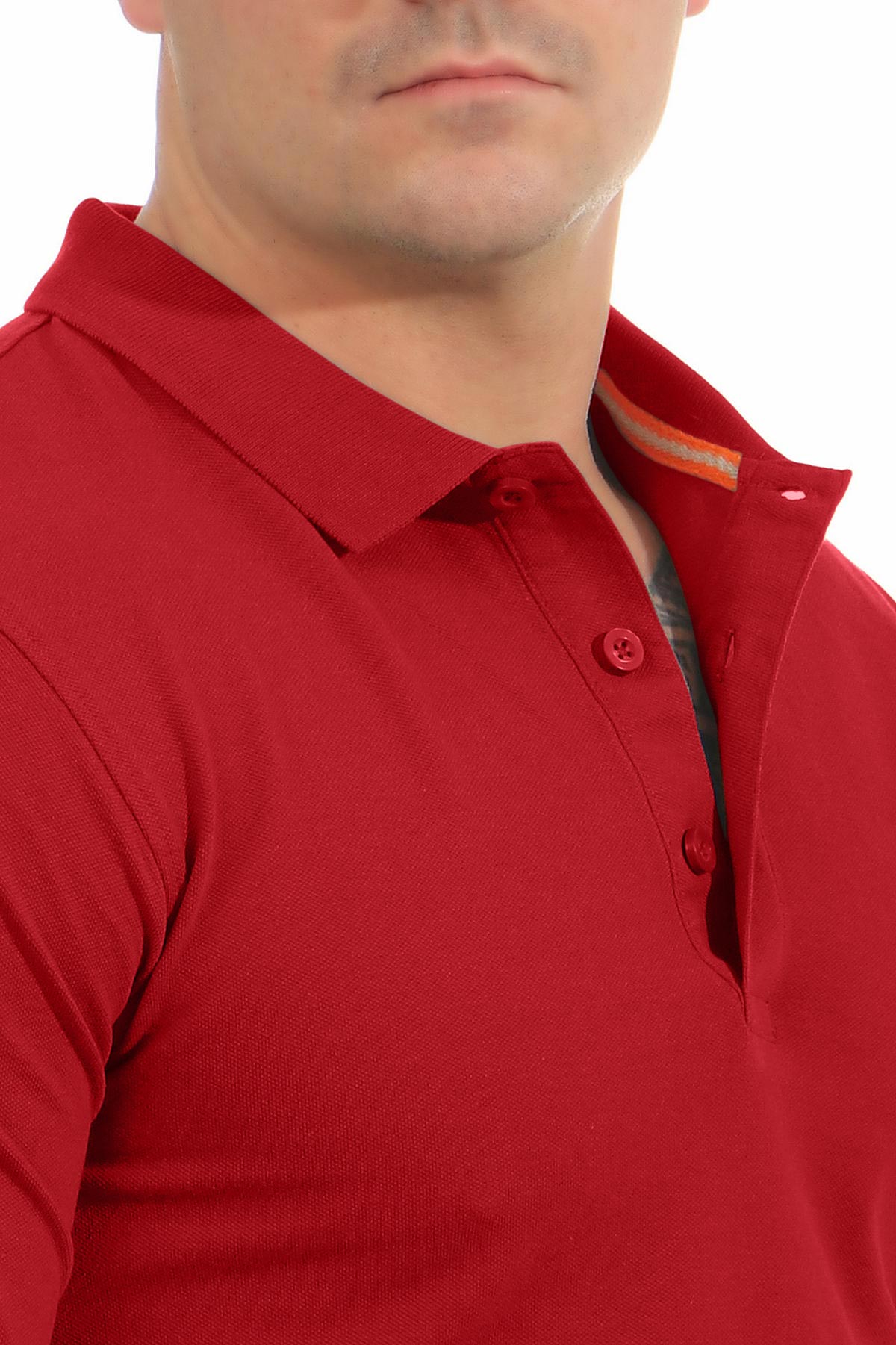 Polohemd mit Knoepfen und langen Aermeln in Bordeaux