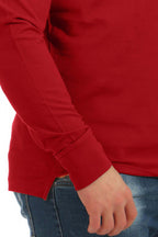 langarm Poloshirt Herren mit Feinripp in Bordeaux