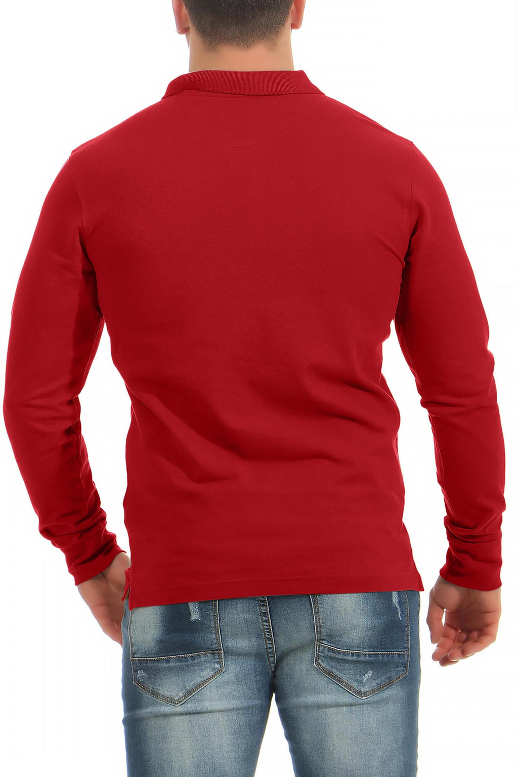 preiswerter 3er Pack Poloshirts langarm fuer Maenner in Bordeaux