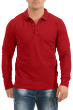 langaermliges Poloshirt fuer Maenner in Bordeaux