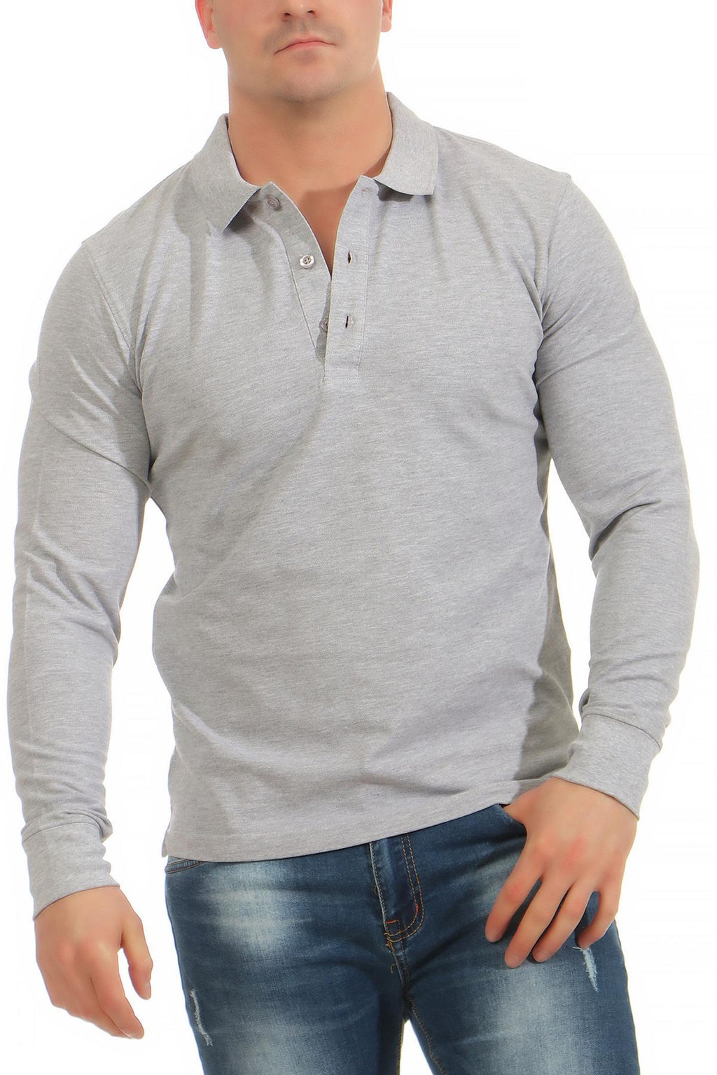 Maenner Poloshirt fuenfer Pack Basic einfarbig Farbmix Weiss/Blau/Orange/Grau meliert/Rot