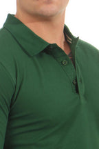 Polohemd mit Knoepfen und langen Aermeln in Gruen