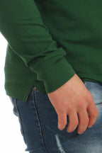 langarm Poloshirt Herren mit Feinripp in Gruen