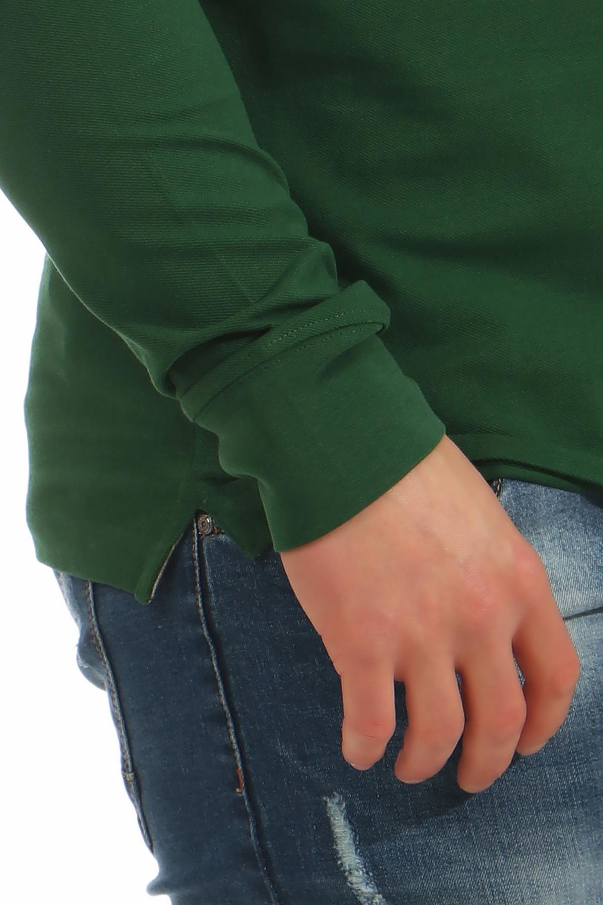 langarm Poloshirt Herren mit Feinripp in Gruen