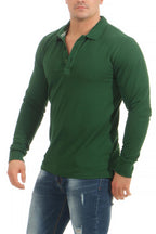 guenstiges langarm Poloshirt fuer Maenner im Pack in Gruen