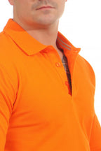guenstige Poloshirts mit langen Armen fuer Herren in Orange