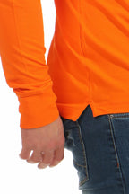langarm Poloshirt Herren mit Feinripp in Orange