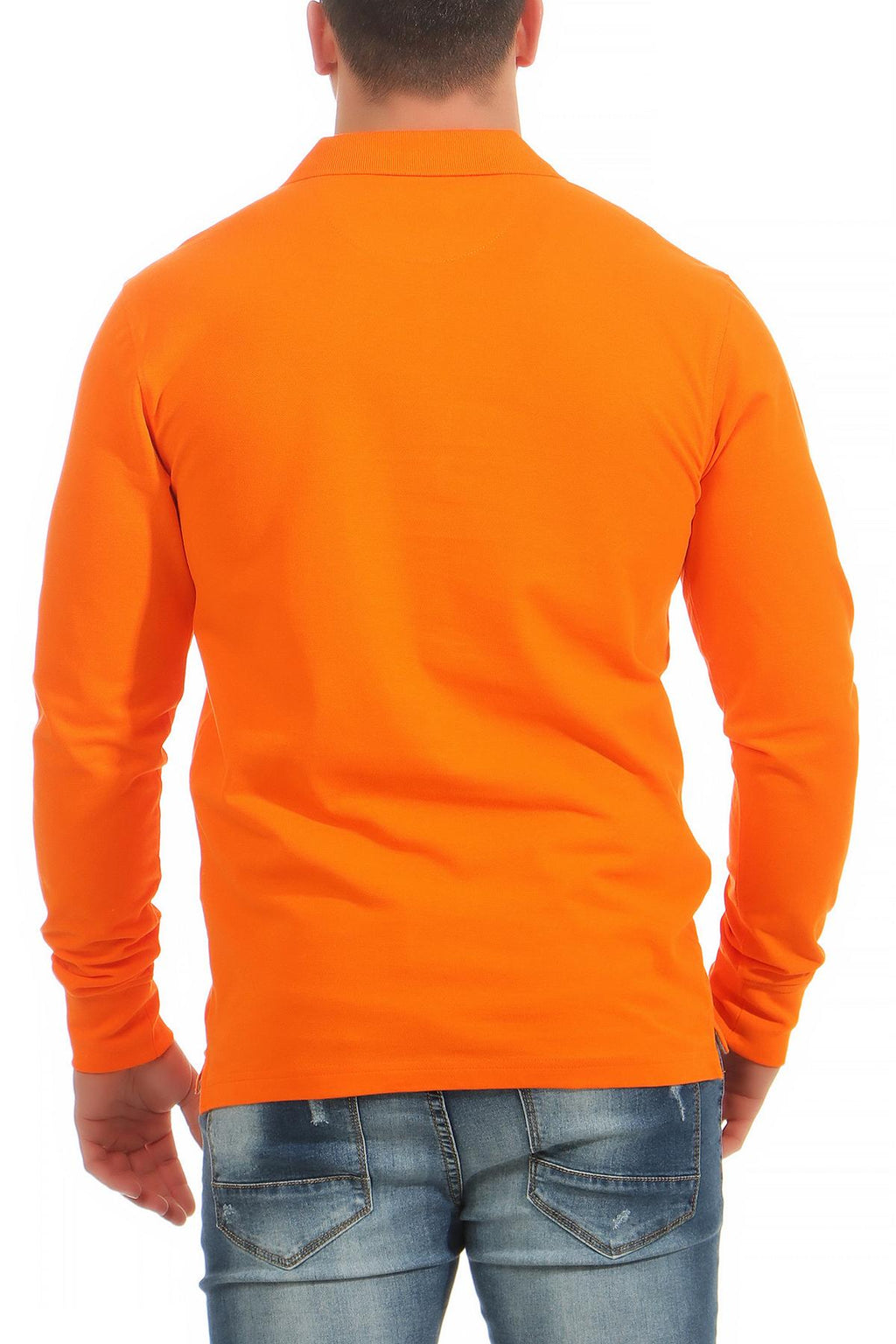 preiswerter 3er Pack Poloshirts langarm fuer Maenner in Orange