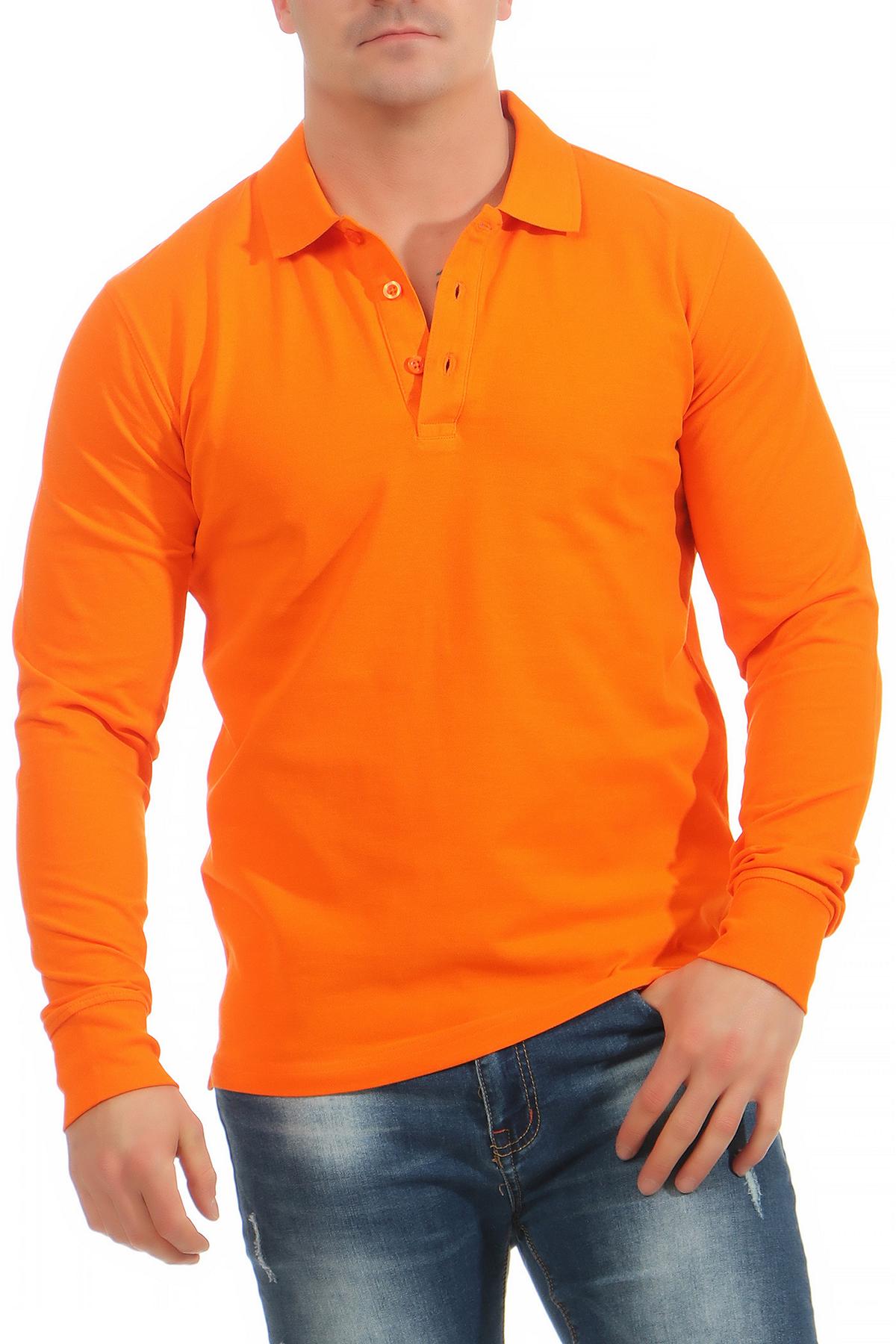 langaermliges Poloshirt fuer Maenner in Orange