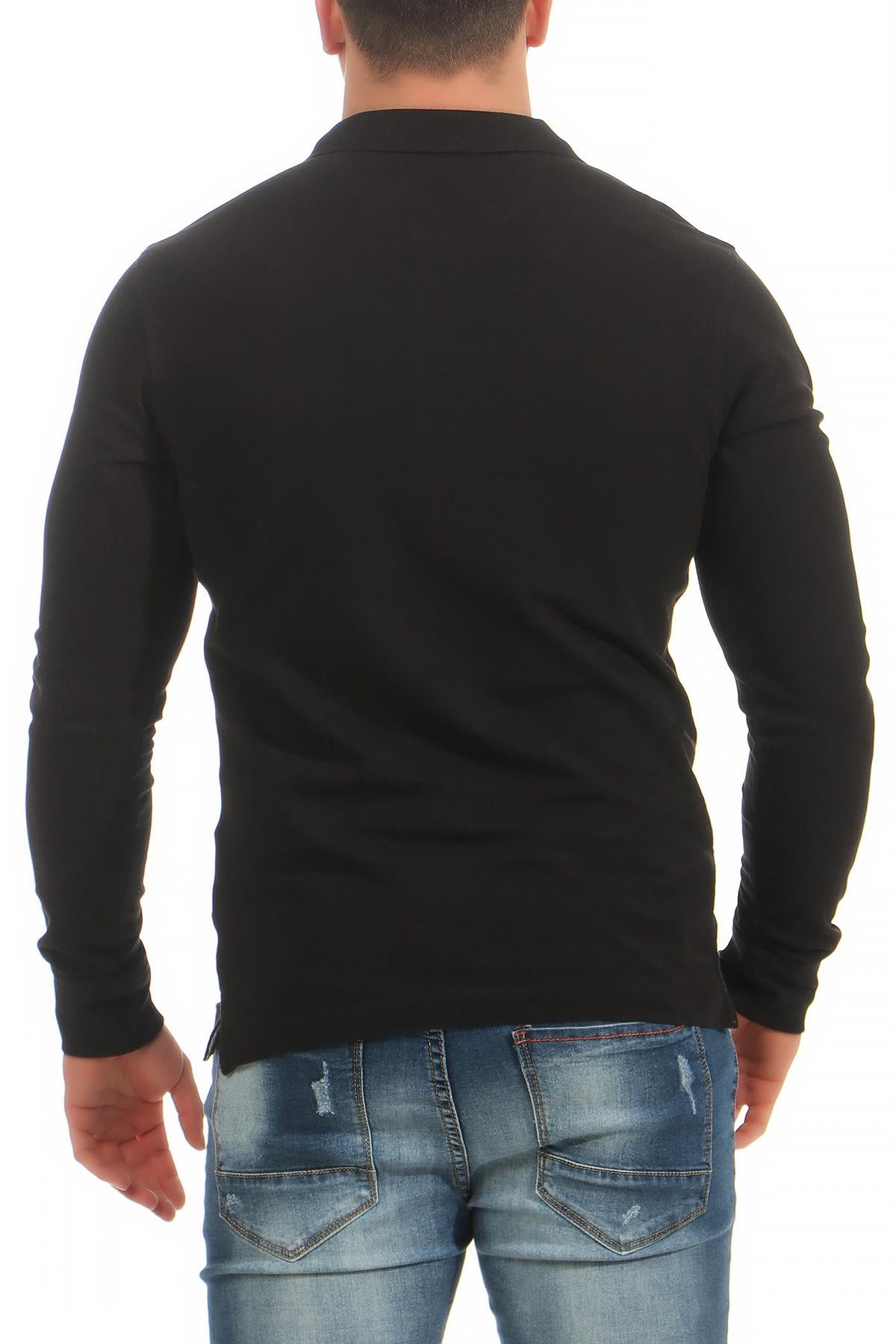 preiswerter 3er Pack Poloshirts langarm fuer Maenner in Schwarz