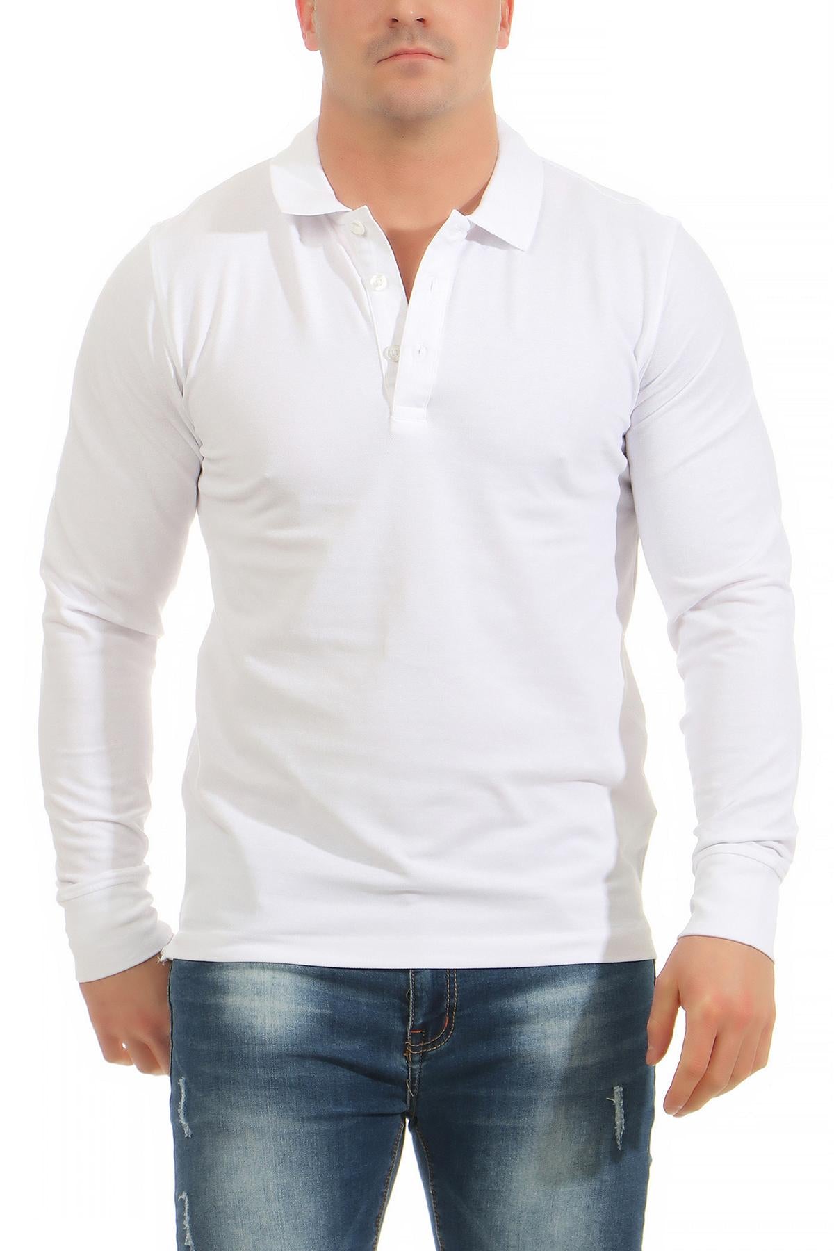 Maenner Polohemd fuenfer Pack Basic einfarbig in Weiss