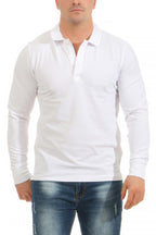 langaermliges Poloshirt fuer Maenner in Farbmix Weiss