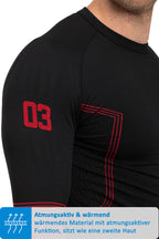 Herren Kompressions-Shirt schnelltrocknend dick in Schwarz
