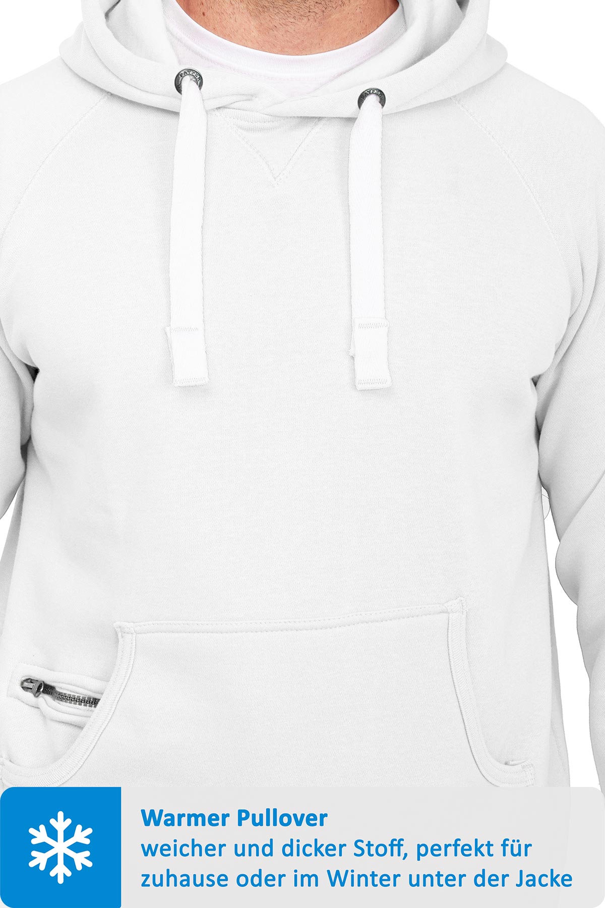 Kapuzensweatshirt mit breiten Bändeln in Weiß