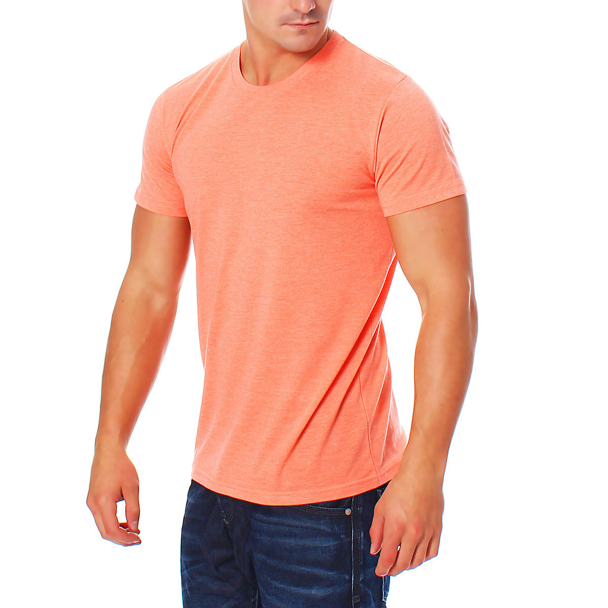 Herren T-Shirt Rundhals Meliert Comfort Bügelfrei