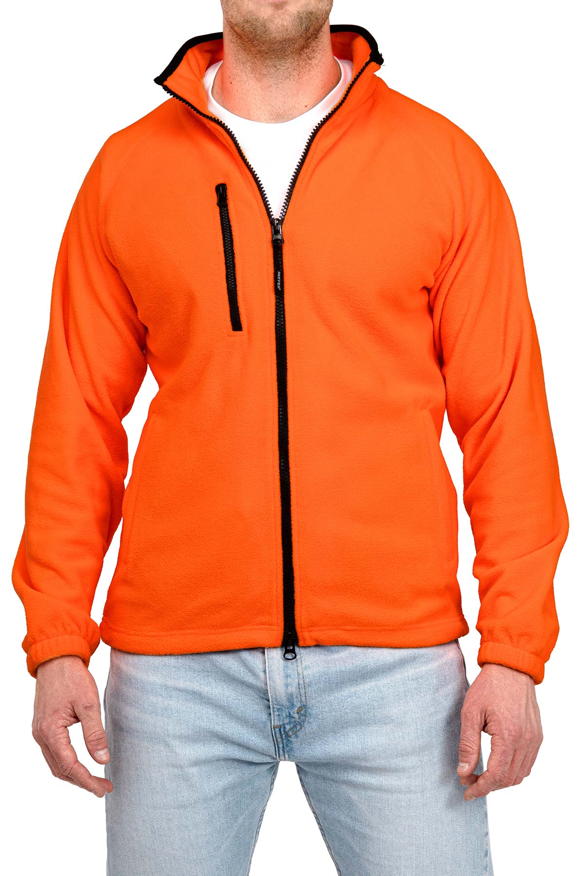 Herren Fleecejacke mit Brusttasche in Orange