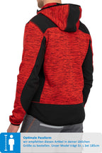 Herren Softshelljacke mit Strickgewebe und Kapuze in Rot