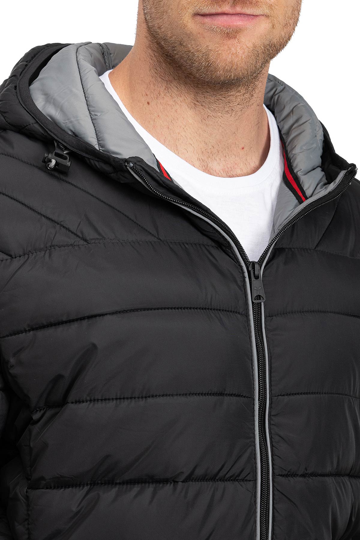 Steppjacke für Männer mit verstellbarer Kapuze in Schwarz