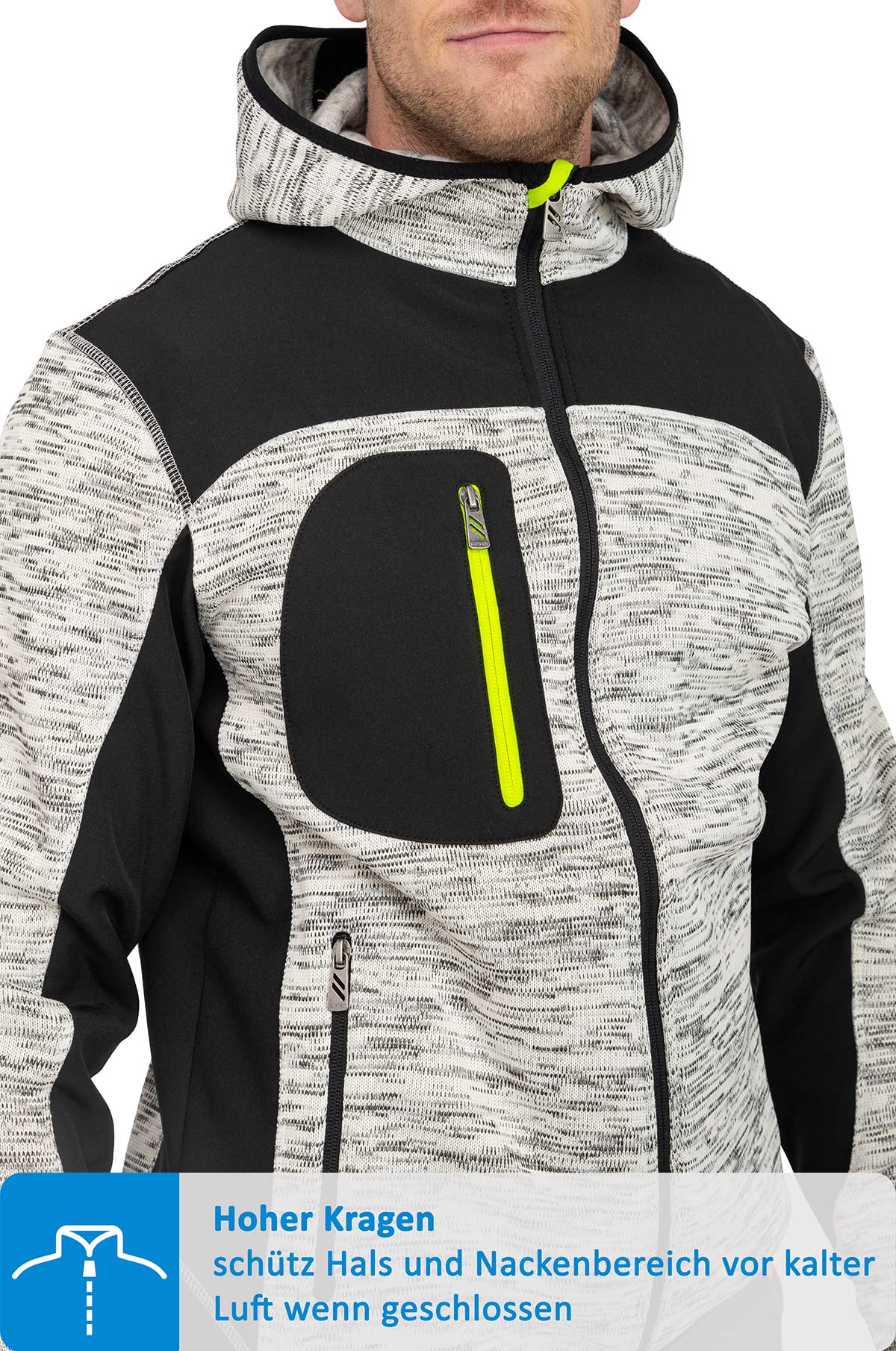 Herren Jacke aus Strickgewebe mit Brusttasche in Grau