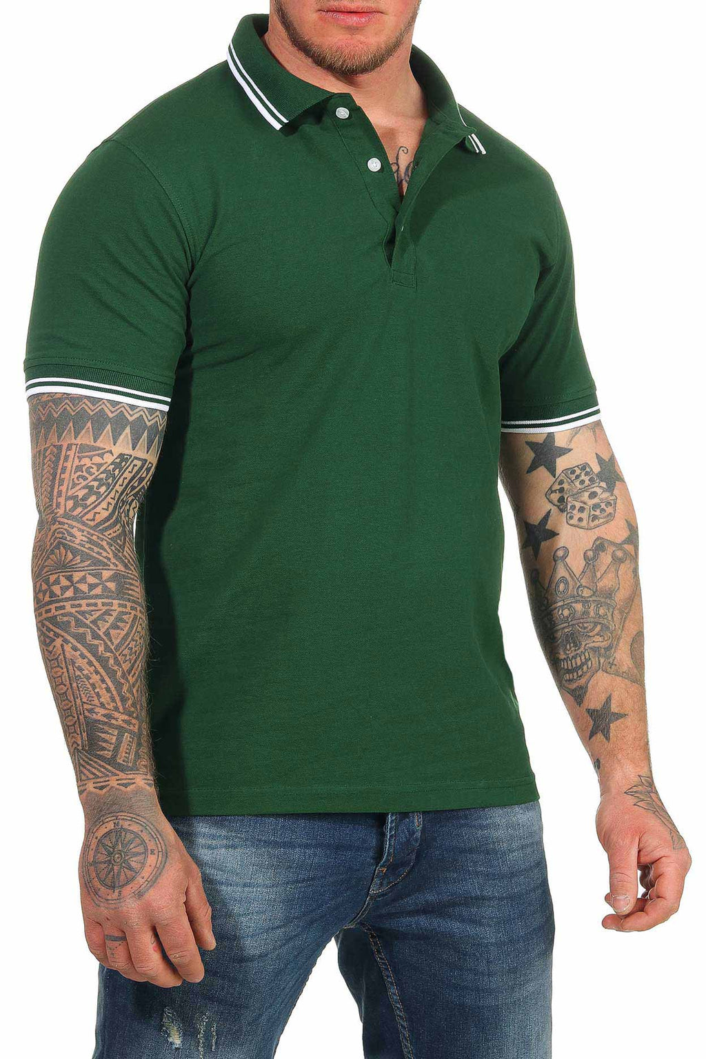 Basic Poloshirt kurarm Männer in Grün