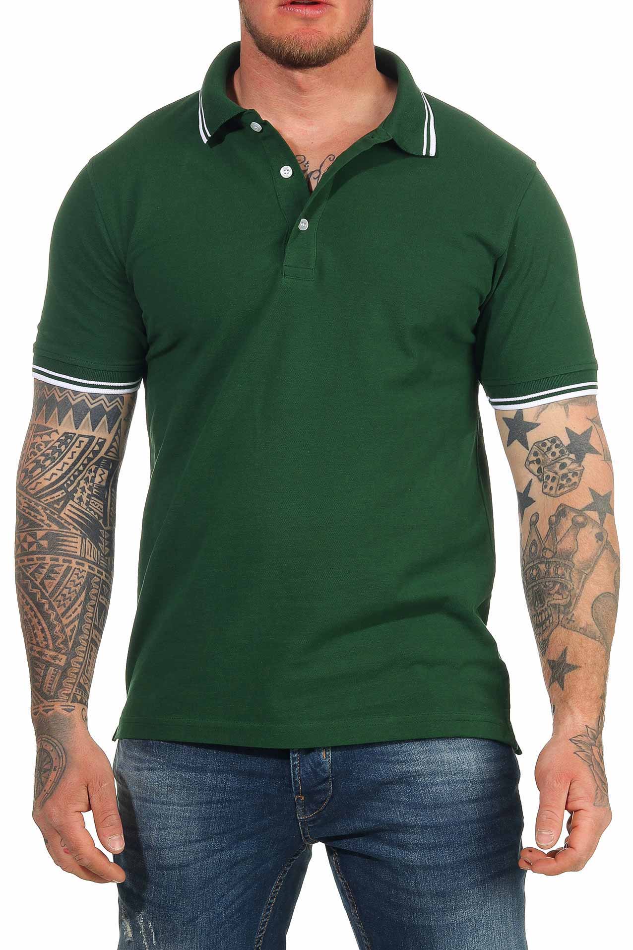 Grünes Herren Poloshirt mit farbiges Akzenten