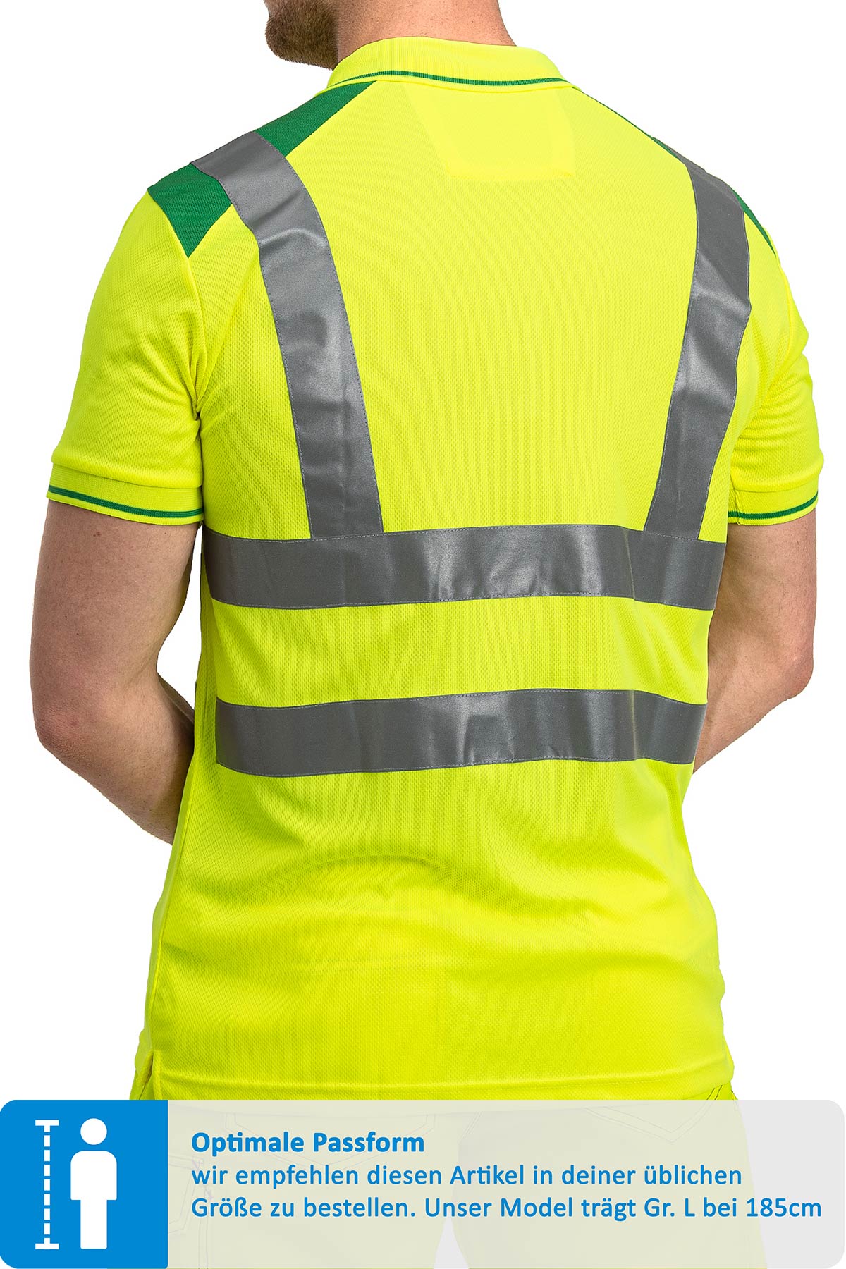 Warnschutzshirt mit Polokragen in Gelb / Gruen