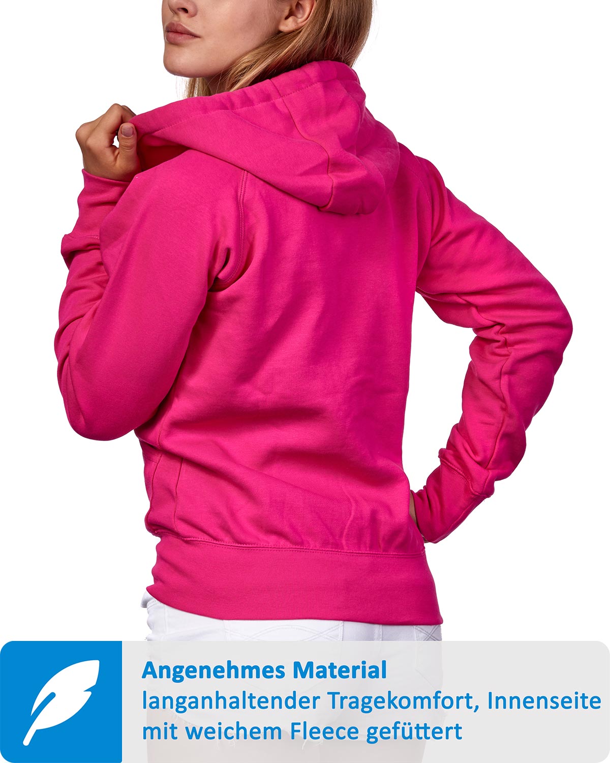 Sweatjacke für Damen mit Kapuze in Pink