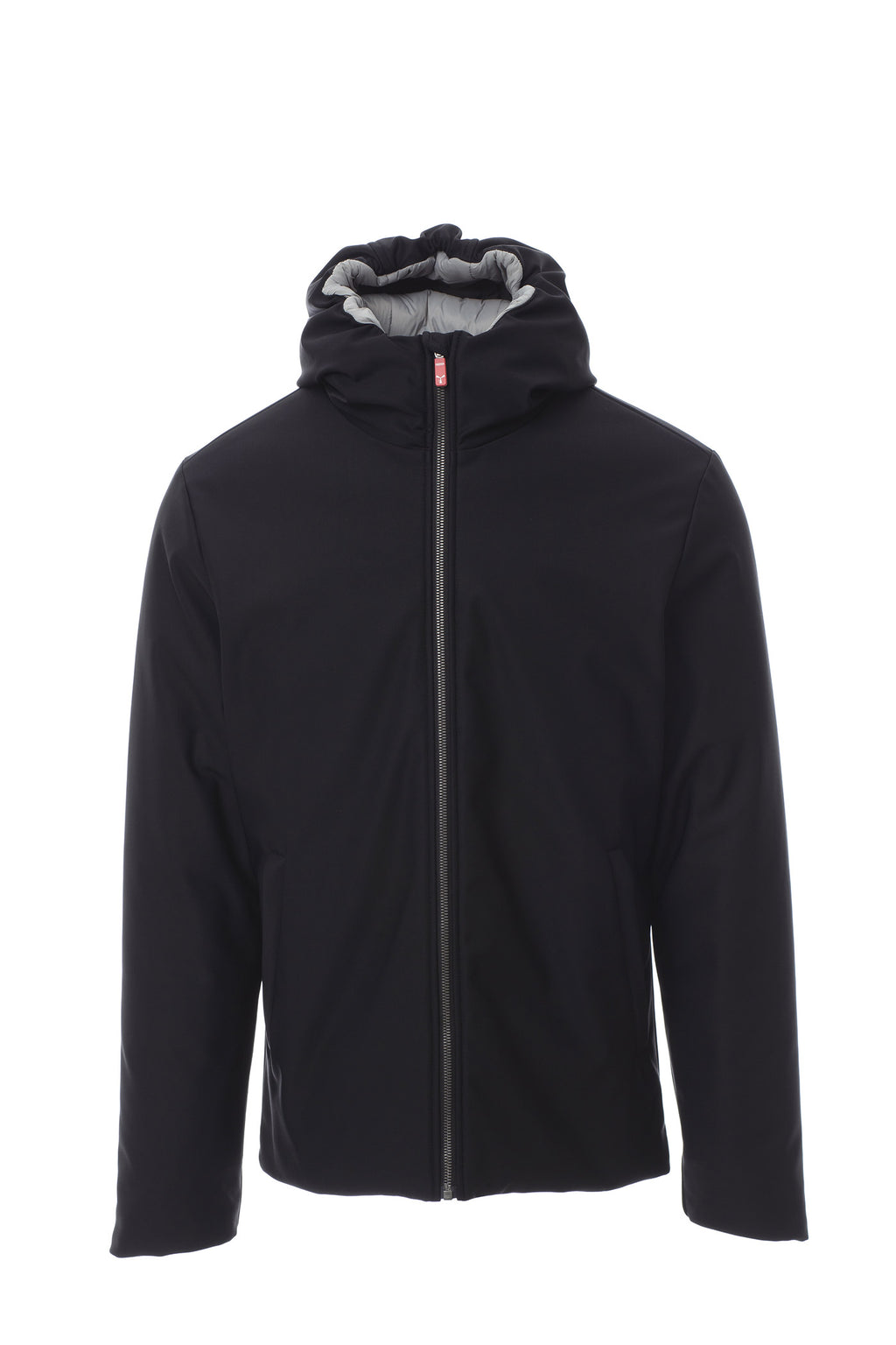 Herren Softshell Winterjacke mit fester Kapuze und Reißverschlusstaschen in Schwarz