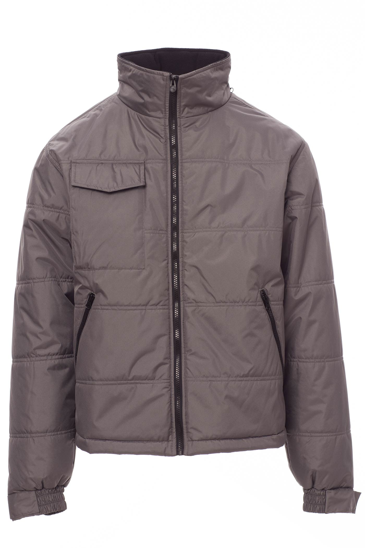 Herren Steppjacke mit Kapuze und Brusttasche in Anthrazit