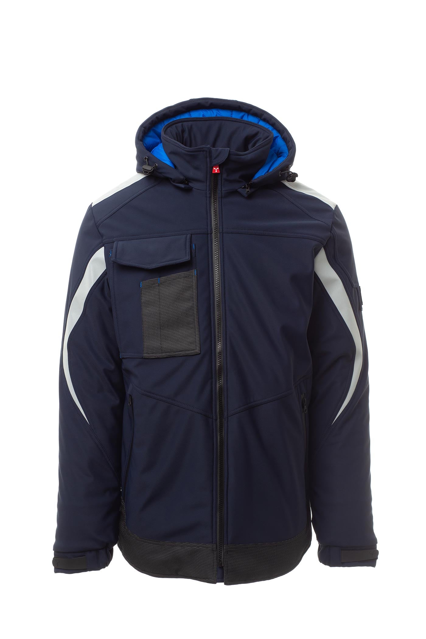 Herren Winterjacke aus Softshell mit vielen Taschen in Dunkelblau