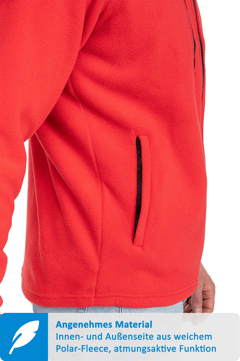 Fleecejacke für Herren mit Reißverschlusstaschen in Rot