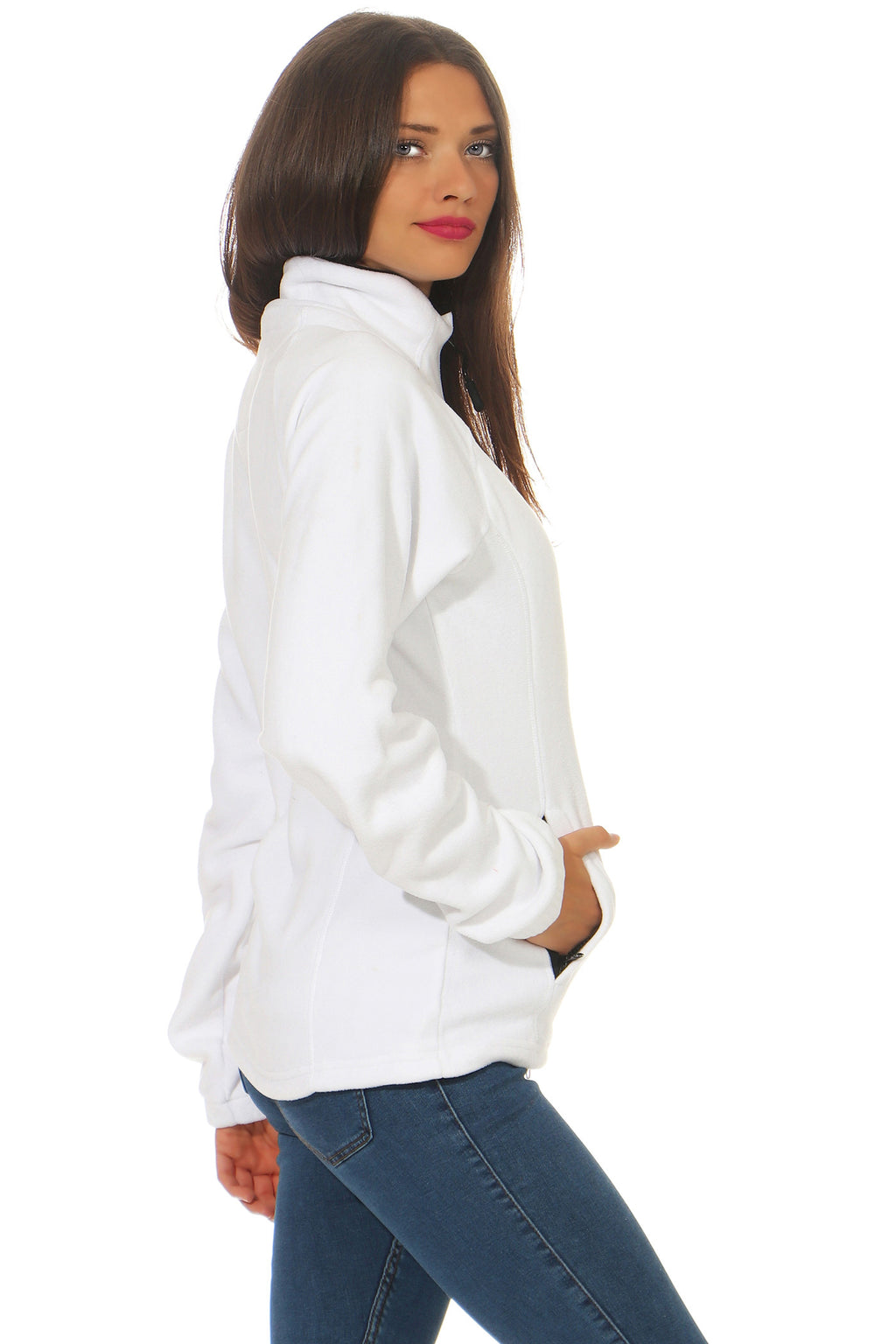Fleecejacke für Damen warm Outdoor in Weiß