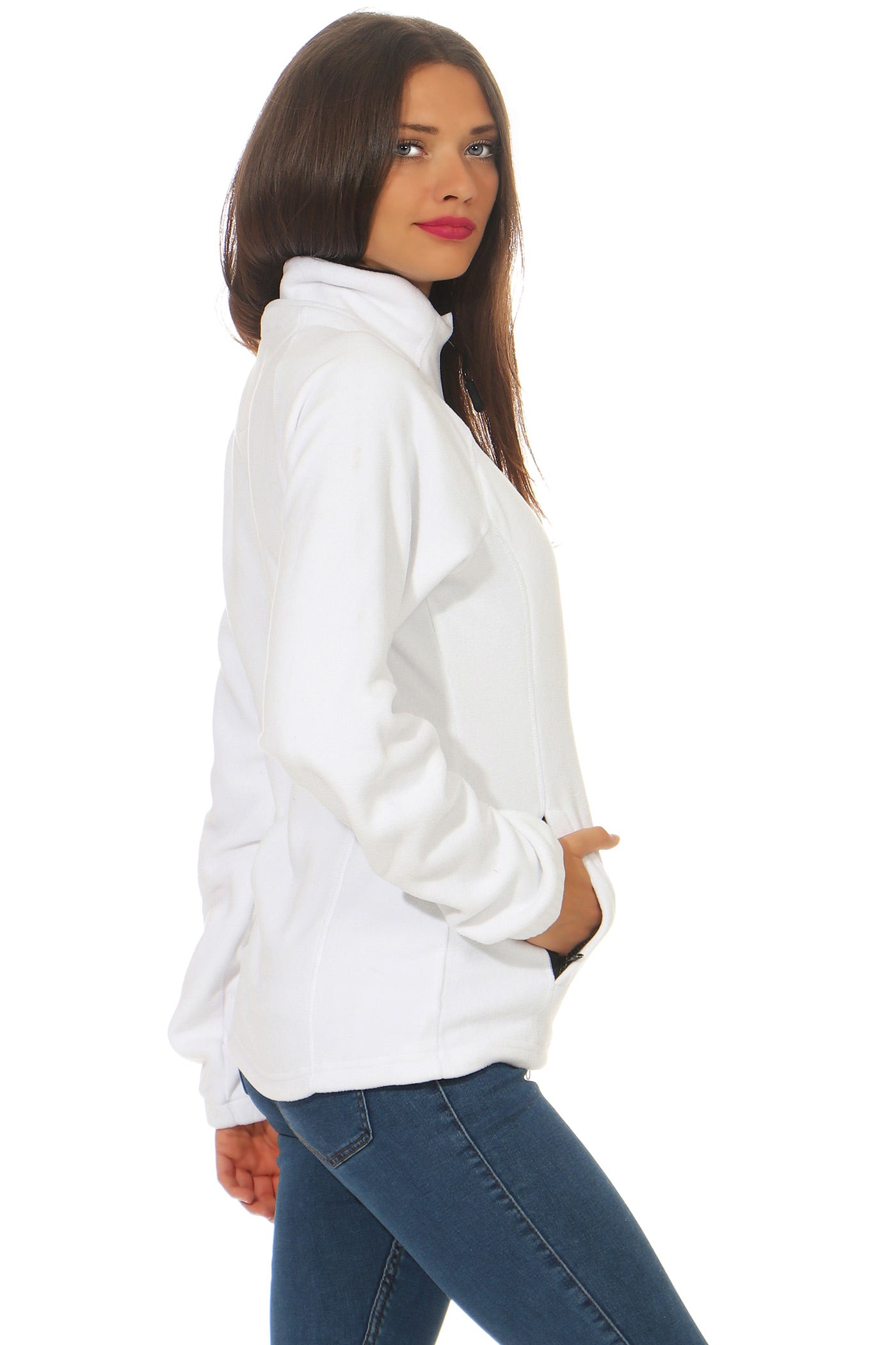 Fleecejacke für Damen warm Outdoor in Weiß