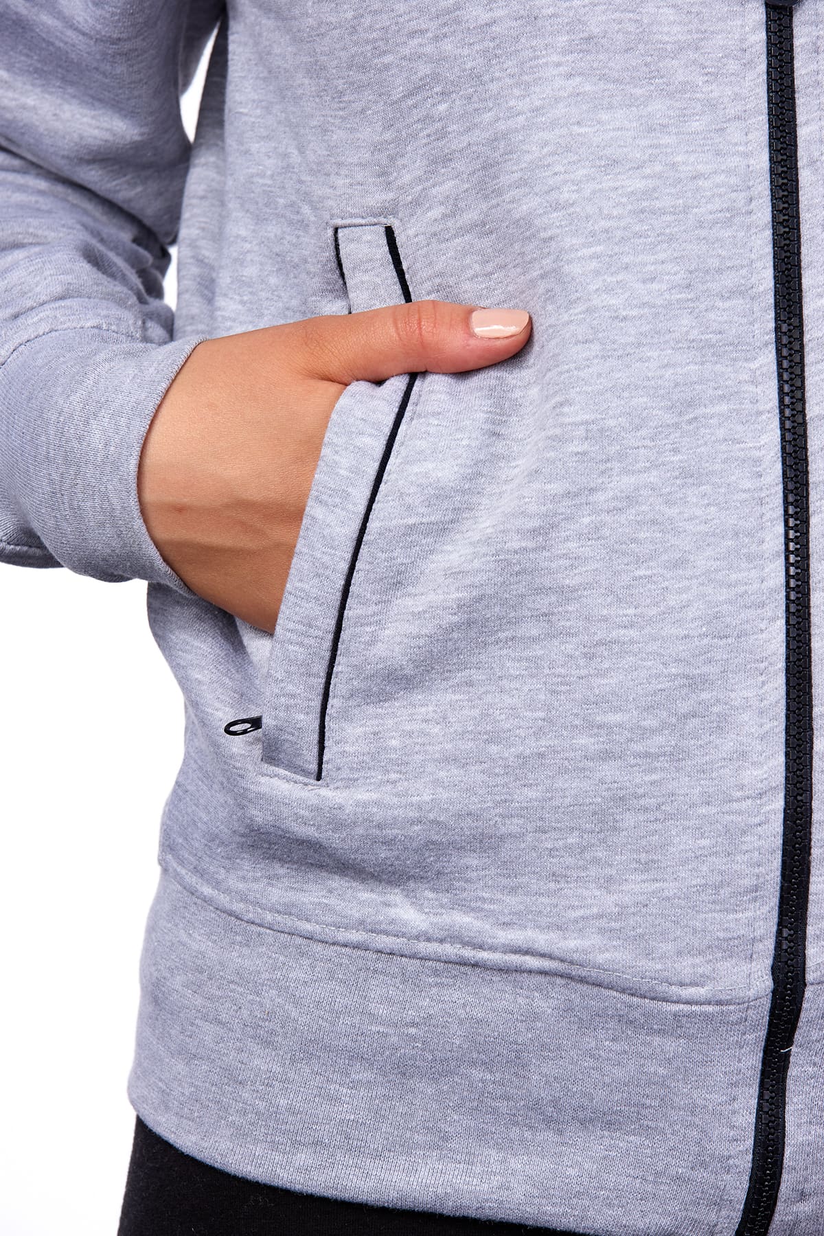 Damen Sweatjacke mit Seitentaschen in Grau meliert