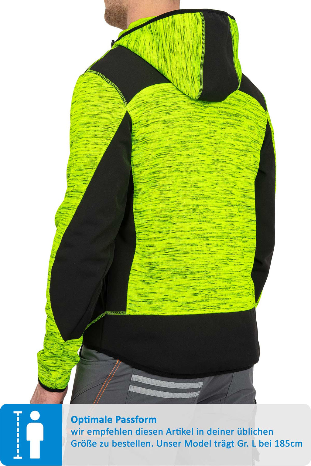 Herren Softshelljacke mit Strickgewebe und Kapuze in Gelb