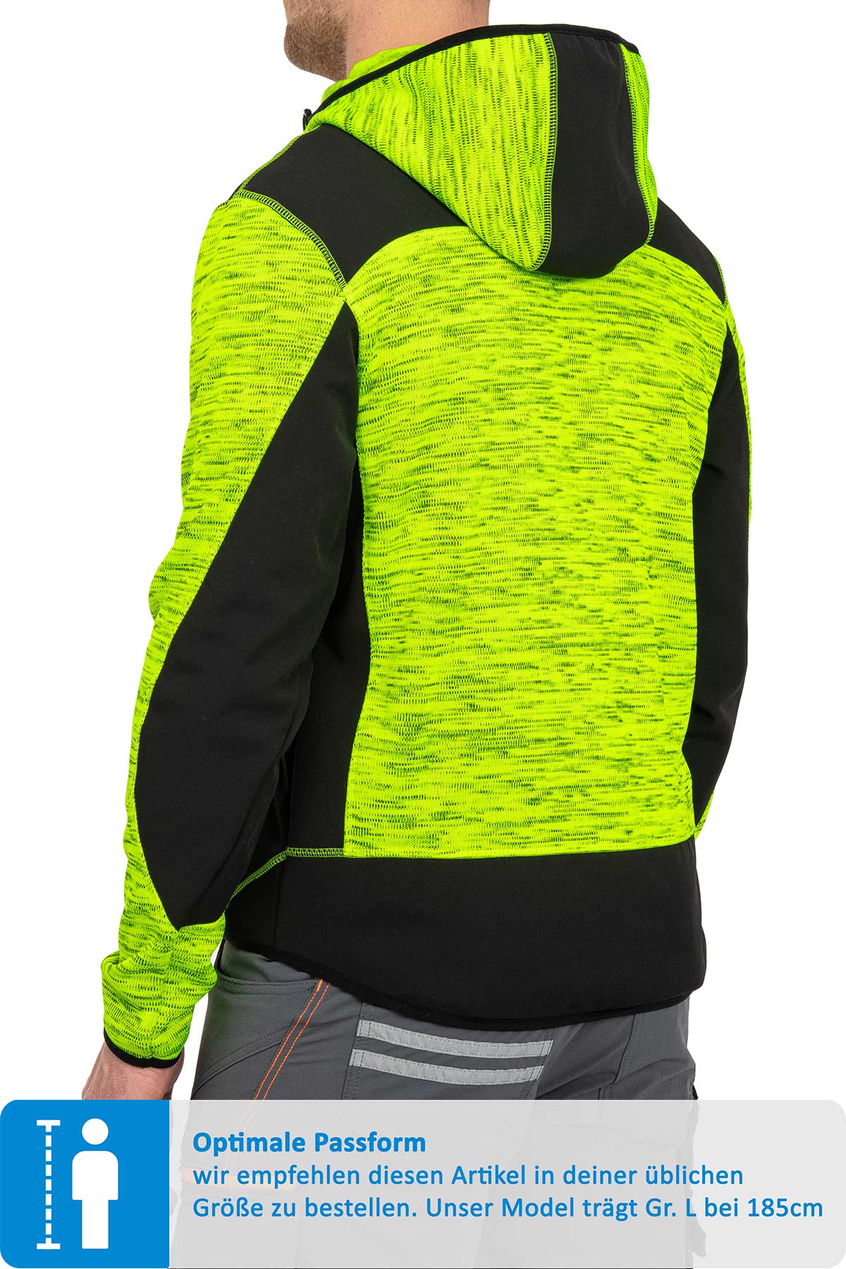 Herren Softshelljacke mit Strickgewebe und Kapuze in Gelb