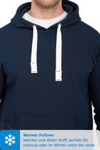 Kapuzensweatshirt mit breiten Bändeln in Dunkelblau