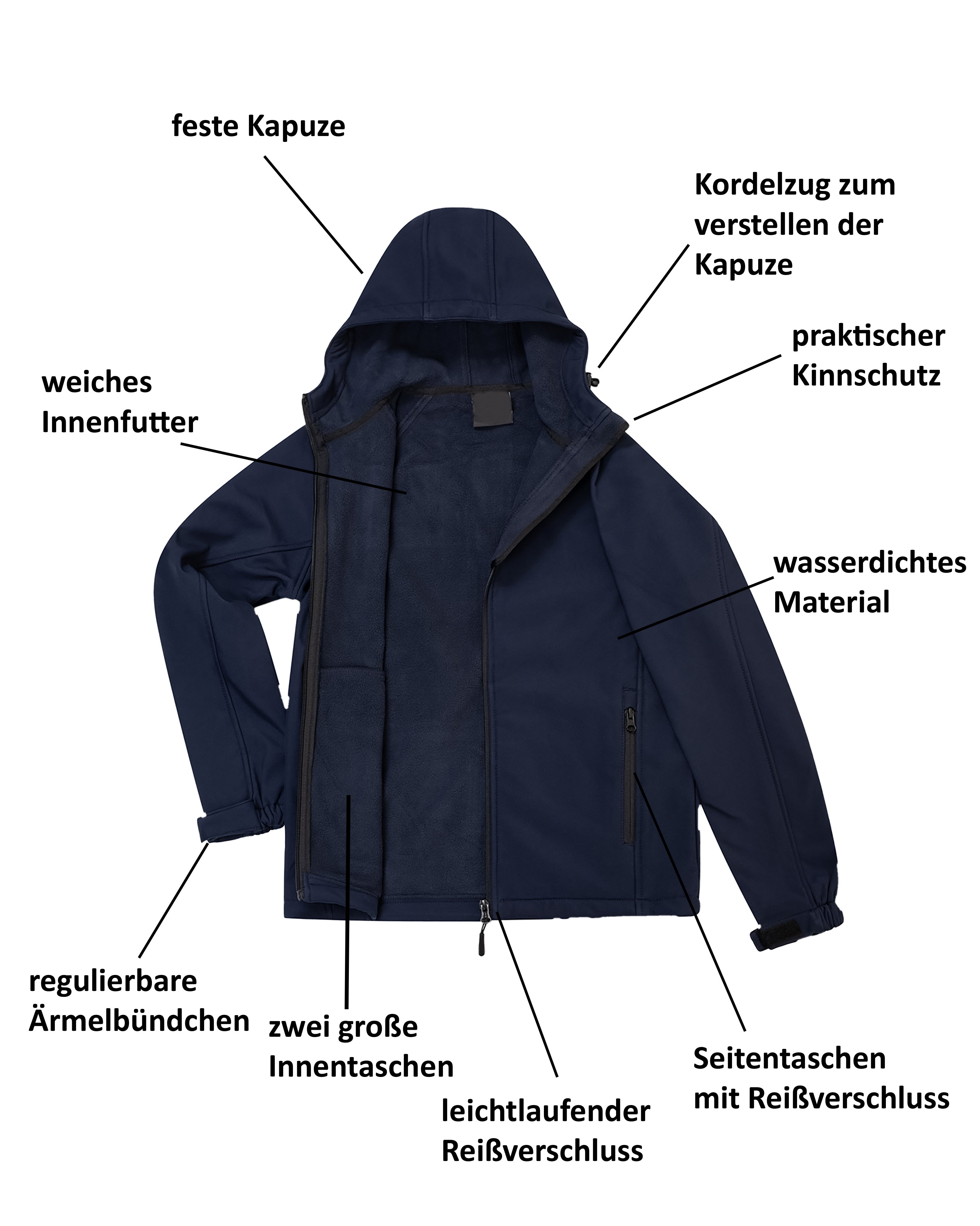 Jungen Softshelljacke mit Kapuze, wasserdichte Alltagsjacke Gale Kids
