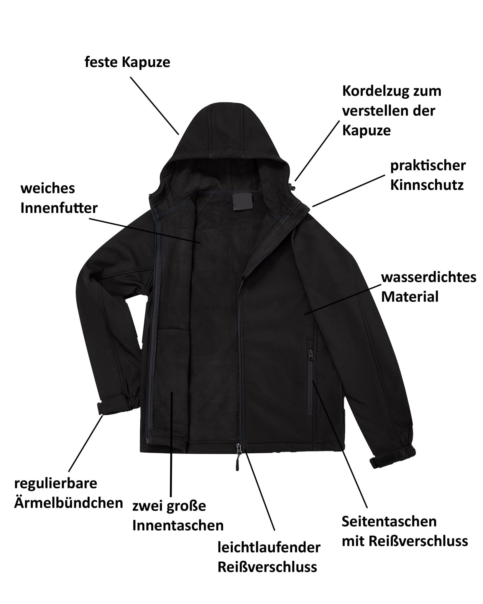 Jungen Softshelljacke mit Kapuze, wasserdichte Alltagsjacke Gale Kids