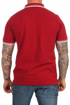 Herren Poloshirt mit 3-Knopfleiste und Kragen robust in Bordeaux