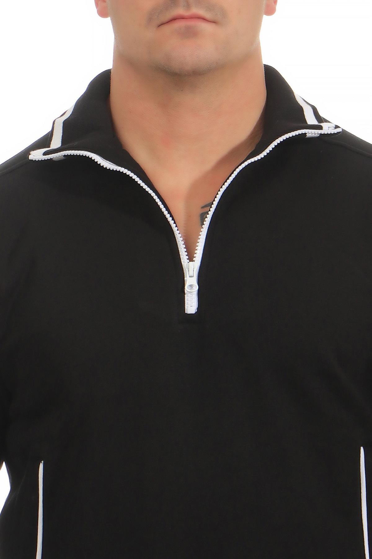 hochwertiger Pullover mit Reißverschluss Schwarz