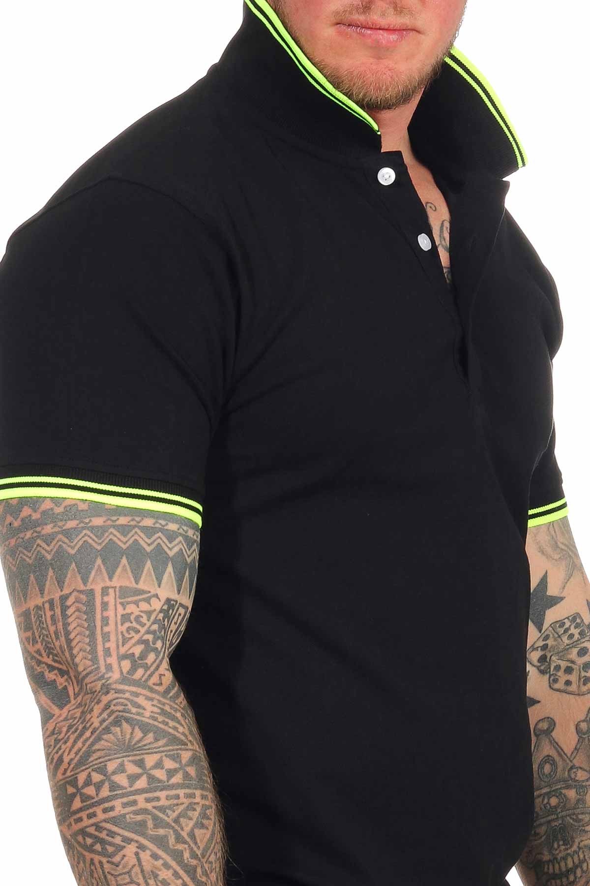 Poloshirt für Herren mit eng anliegenden Ärmeln professionell in Schwarz