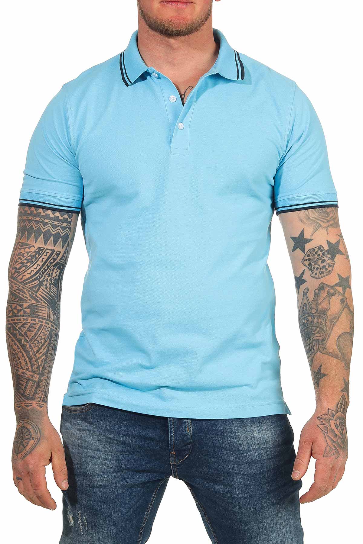 Türkises Herren Poloshirt mit farbiges Akzenten