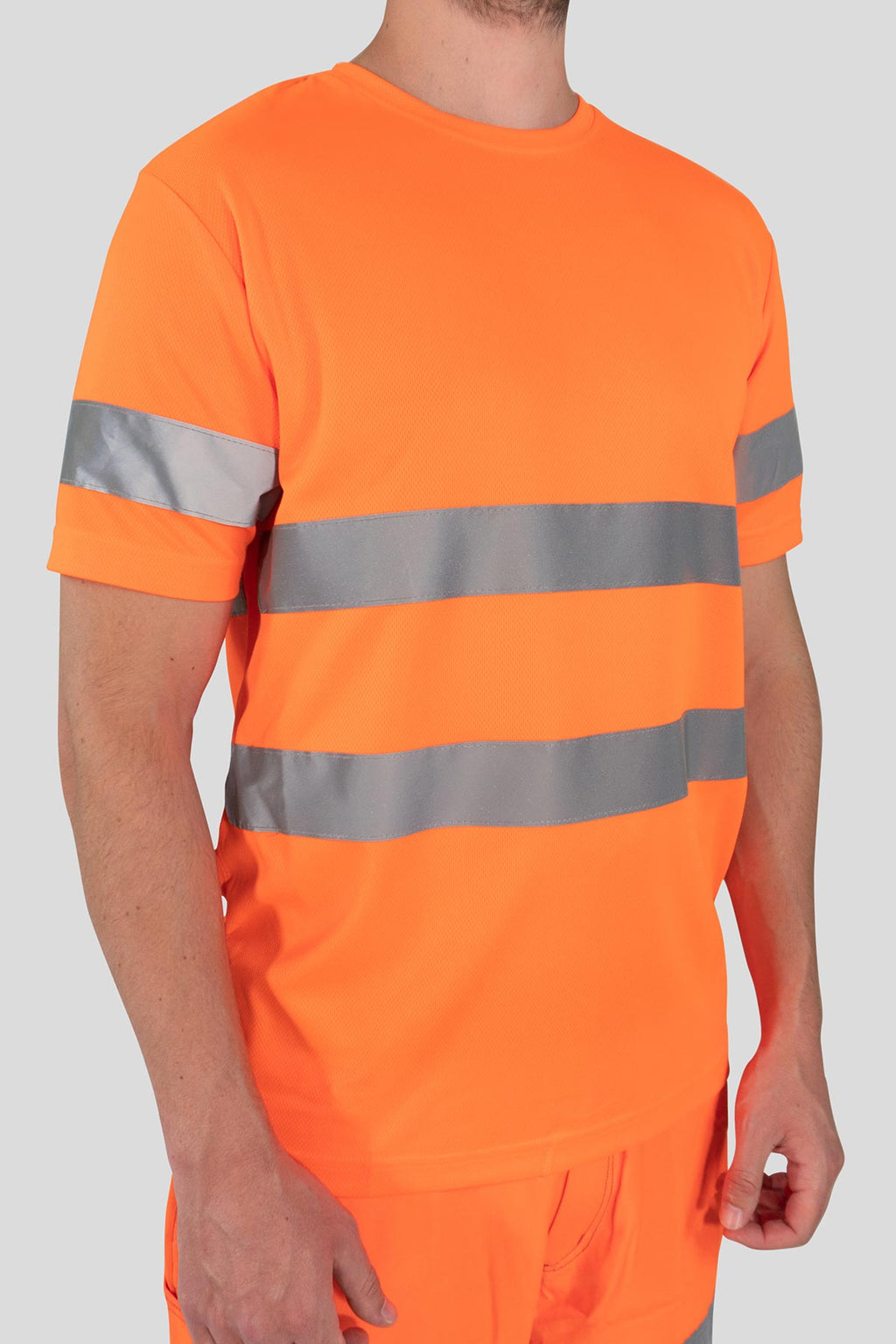 Herren Warnschutz T-Shirt mit Reflexstreifen Hohe Sichtbarkeit EN ISO 20471 Klasse 2 Delta