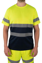 Herren Warnschutz T-Shirt mit Reflexstreifen Hohe Sichtbarkeit EN ISO 20471 Klasse 2 Delta