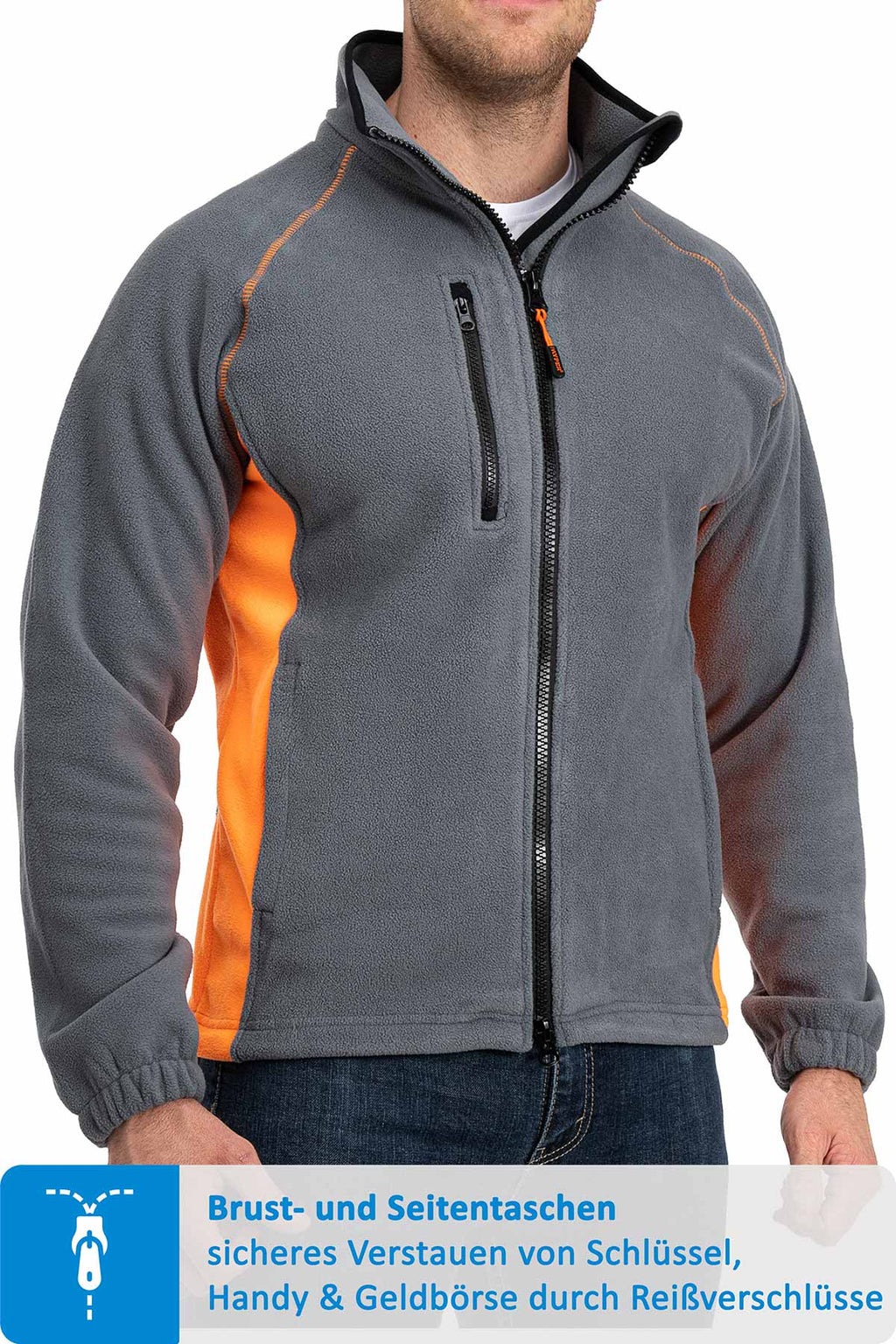 Herren Fleecejacke für Handwerker und Freizeit Alltag in Anthrazit